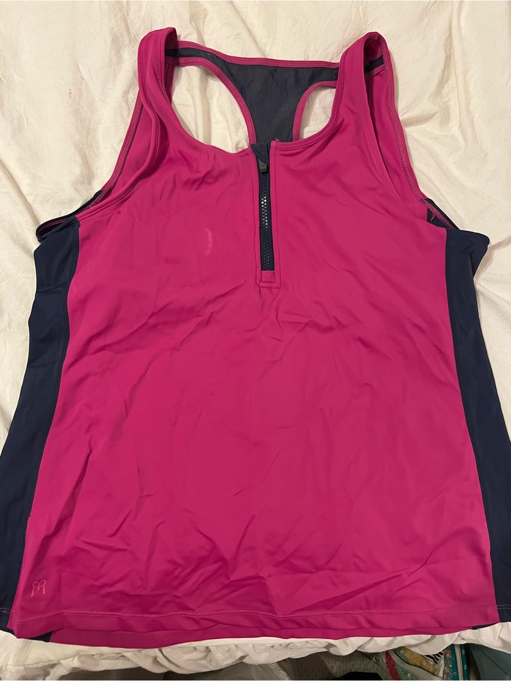 TWO LIKE NEW Ruby Ribbon Black and fuchsia Ruched Racerback Tank - Picture 4 of 7